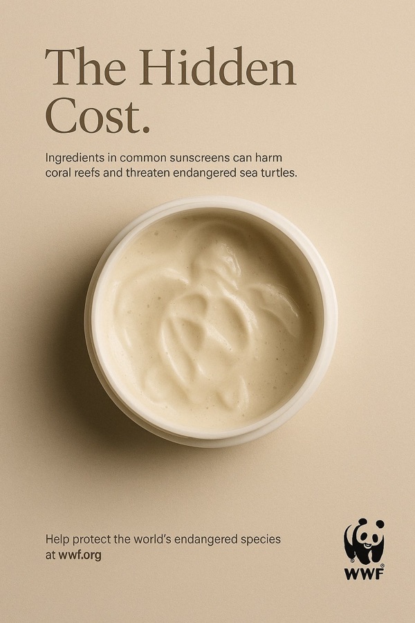 The Hidden Cost-annonce om solcreme og havskildpaddens levested